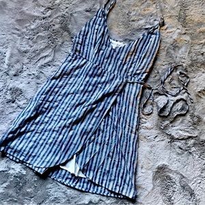 Women’s Linen Nautical Stripe Wrap Dress size small by linen lux